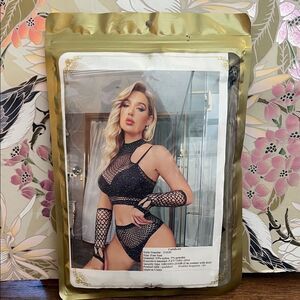 Black Fishnet Lingerie Set